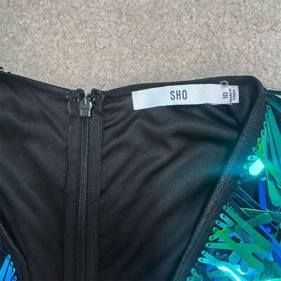 Stunning Sequin Mini Dress in Blue and Green - Picture 4 of 6